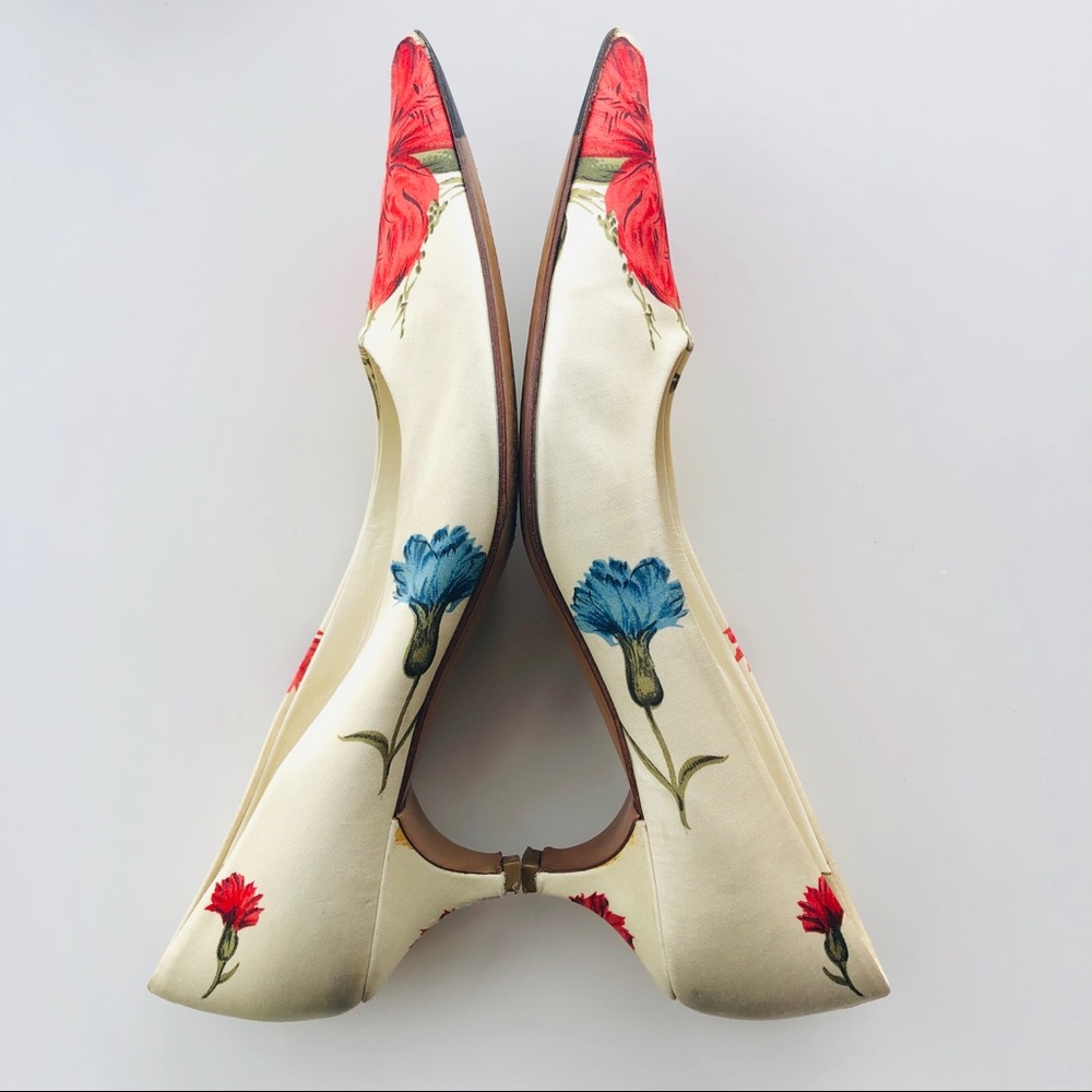 Prada Floral Satin Pumps with Kitten Heel, size 7